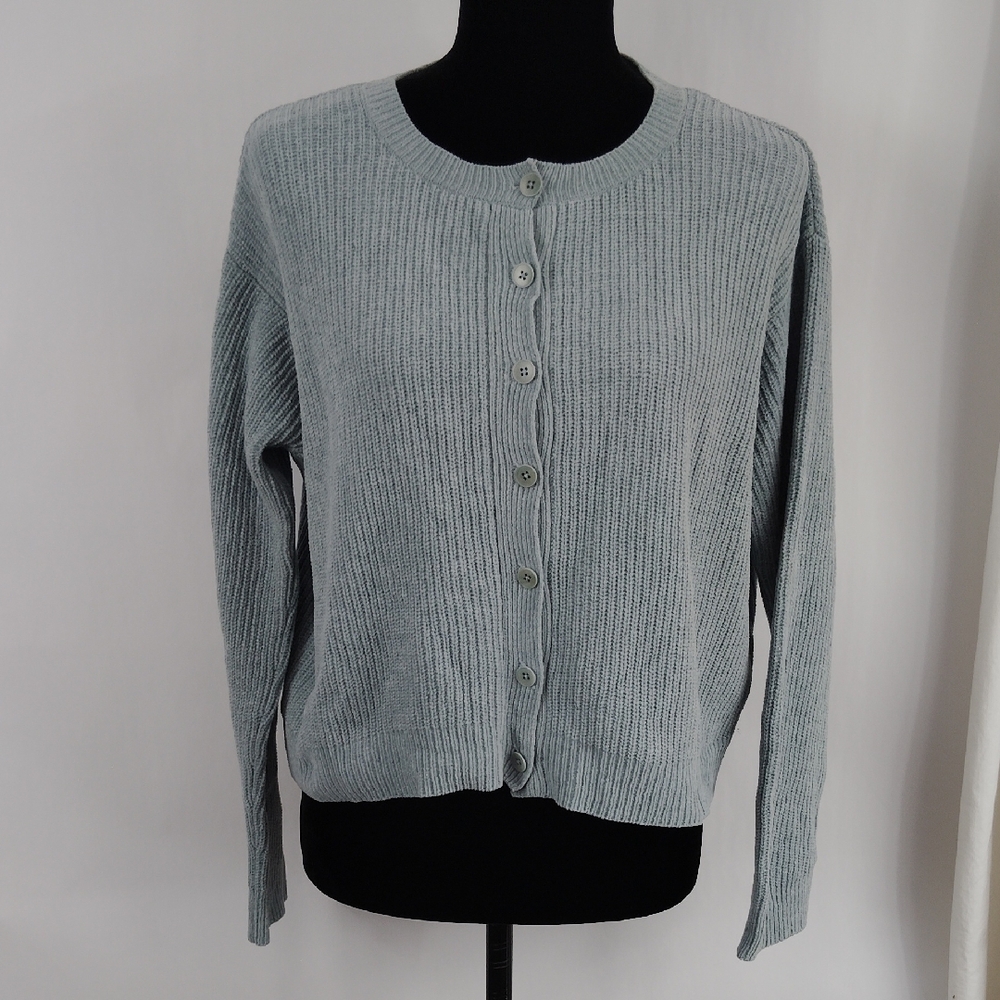Eileen Fisher Organic Cotton Chenille Crew Neck Cardigan